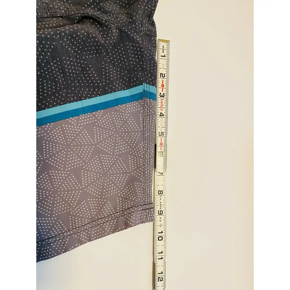 Vissla Mens Geometric Board Shorts Teal Charcoal Upcycled Coconut Stretch 34
